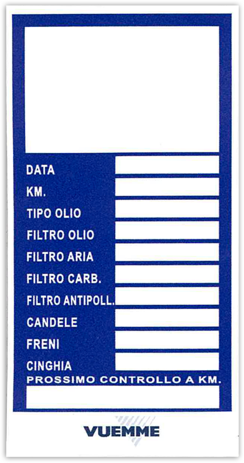 CART.CAMBIO OLIO FONDO BIANCO/BLU' PUBB.VUEMME