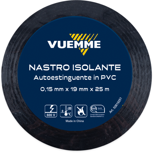 NASTRO ISOLANTE NERO VUEMME MM.19X25 MT,