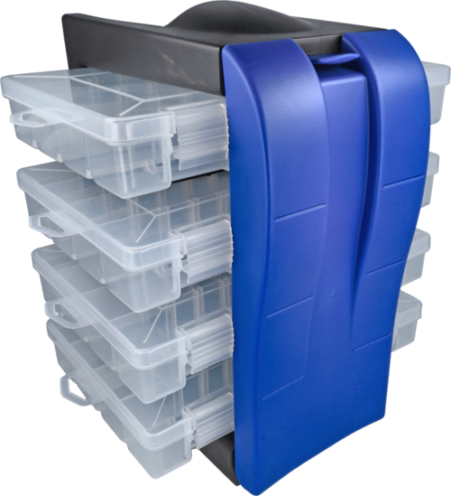 ORGANIZER BLU COMPLETO DI 4 CASSETTE VUOTE