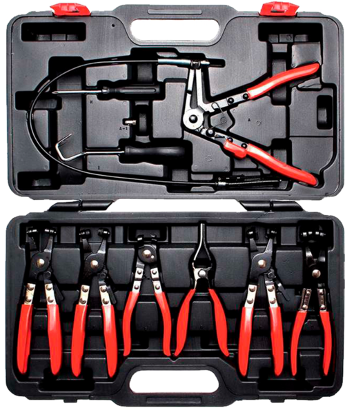 ASSORTMENT OF PLIERS FOR REMOVING HOSE CLAMPS