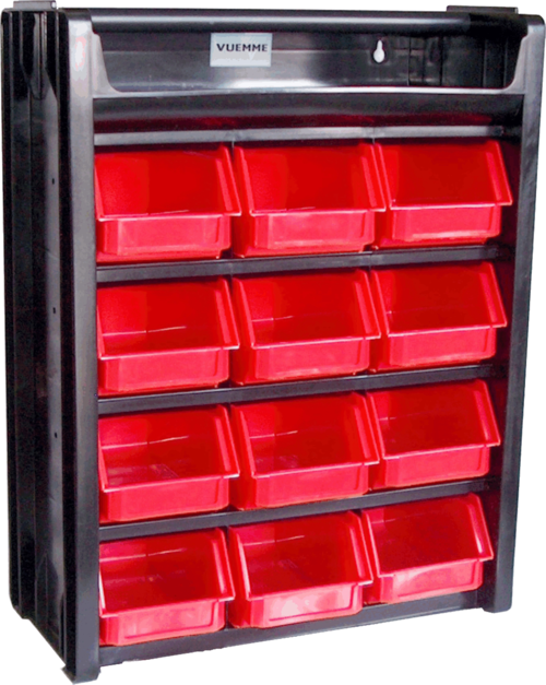 PLASTIC WALL SHELF WITH 12 DRAWERS