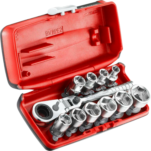 1/4 FITTED SOCKET AND RATCHET KIT 11 PCS