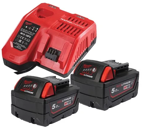 KIT ENERGIA MILWAUKEE 2 BATTERIE 5,0 AH+CARICABATT