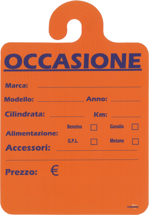 CART. OCCASIONE  FONDO ARANCIO/BLU' PUBB.VUEMME