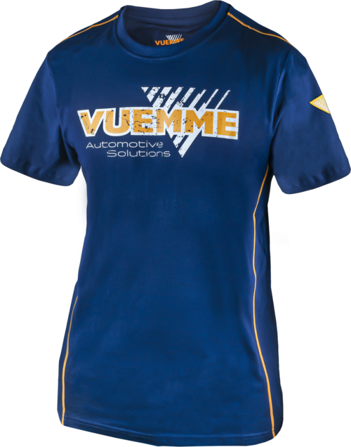 T-SHIRT BLU/GIALLA LOGO VUEMME TG.M 150