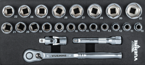 23 PIECE 1/2 INCH THERMOPLASTIC SOCKET AND RATCHET