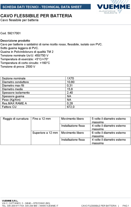 CAVO FLESS.BATT/SALD SEZ.70 MMQ.D.16-17 MM.NERO